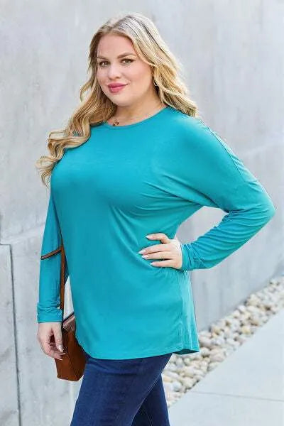 Basic Bae Full Size Round Neck Dropped Shoulder T-Shirt Women's T-Shirts - Tophatter Daily Deals